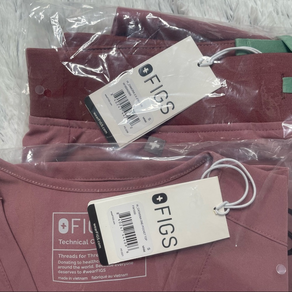FIGS Mineral Mauve Catarina Top & Zamora JoggersSize Small NWT